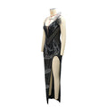 Black Sexy Rhinestone Party Dress for Women Elegant Glitter Diamonds Birthday Dresses Sheer Mesh High Split Prom Long Dress