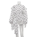 French Polka Dot Design Blouses for Women Stand Collar Long Sleeve Spliced Ruffled Vintage Shirt Female Autumn New