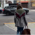 Women Bandana Print Blazer Jacket Triangle Scarf Tassel Fringe Back Loose Suit Coat 2026 Fashion Casual Office Lady Chic Jacket