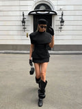 Women Chic Top 2 Piece Set Elegant Stand Collar Cape Sleeveless Slim Off Shoulder Slim Tops Suit Female Chic Casual Party Wear