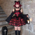 Olivegirl Black and Red Lolita Dress JSK Sweet Hotsweet Iolita Dress Cute Anime Cosplay Female Dress Birthday Party Party