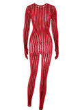 Wmstar Jumpsuit Women Wholesale Fashionable Seamless Striped Jacquard One-piece Long Sleeved One Piece Outfits Drip Shopping