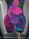 Sparkly Colorful Rhinestones Women Sexy Halter Backless Off the Shoulder Mesh Bodycon Mini Dress Celebrate Nightclub Party Wear