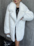 Winter Imitation Fox Fur Mid-length Coat For Women Fashion Artificial Lapel Thicken Streetwear Faux Fur Jacket Lady