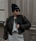 Women's Jacket New Vintage Imitation Leather Bomber Jacket Coat Top Women's Style