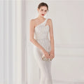 High Quality Women Design Maxi Dress Sexy One Shoulder Sequin Evening Dress Party Night Elegant Long Prom Dress Vestidos