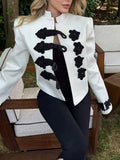 Elegant Button Women Jackets Stand Collar Long Sleeve Fitted Jacket for Date Gathering Commute Wear Fashion Autumn