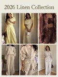 Collection Of Versatile Linen Midi Sets Square Neck Relaxed Fit Casual Day Wear Fashion Daily Linen Pants Women Summer 2026