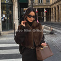 2026 Trendy Striped Brown Sable Faux Mink Fur Shrug Collar Vest Women Sleeveless Cropped Fur Coat Jacket Tank Crop Tops
