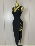 Elegant Slimming Black Pin Wrap Sleeveless Long Dress 2026 New Women  Fashion Celebrity Evening Party Luxury Birthday Outfit