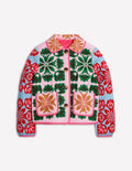 Floral Print Tie Waist Quilted Cotton Jacket  Stand Collar Loose Fit 2026 Spring Women Bohemian Vintage Daily Fashion Outerwear