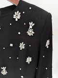 High Quality Sparkling Diamond Slim Long Dress Long Sleeve Black Women's Elegant Celebrity Evening Birthday Party Gowns