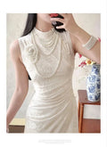 Olive Girl Dramatic Qipao for Garden Wedding 2026 Fairycore Photoshoot Everyday Wear S-XXL XS-3XL Plus Size Dramatic Silhouette Romantic Garden Party Editorial Not Costume Qipao Cheongsam Chinese Dress Chinese Heritage Fashion Women