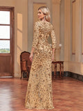 Luxury Evening Dress Women Half Sleeve Mermaid Formal Sequin Prom Maxi Dress Elegant Wedding Party Cocktail Graduation Gown