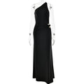 Brown One Shoulder Backless Long Dress Sexy Women's Draped Casual Maxi Dresses Summer Evening Party Wedding Guest Cocktail Black