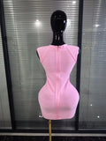 Pink Winered Women Sleeveless Sexy V-Neck Bodycon Mini Bandage Dress Celebrate Nightclub Party Fashion Homecoming Outfit