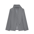 V Neck Fitted Waist Large Lapel Women Blazer Button Front Tailored Blazer With Detachable Neck Scarf Long Sleeve Casual Jackets
