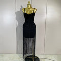 Elegant Prom  Evening Party Luxury Birthday Wedding Guest Dresses Women Sexy Shiny Crystals Tassel Bodycon Long Bandage Dress