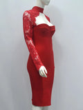 2026 Spring Autumn Women Bandage Dress Elegant White Sexy Long Sleeve Hollow Lace Bodycon Club Evening Party Vestidos