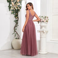 Sleeveless Evening Dresses V-Neck Sequined Embroidery Long Party Gown Clothing Elegant Mesh A-Line Formal Wedding Dress