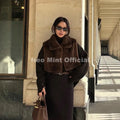 2026 Trendy Striped Brown Sable Faux Mink Fur Shrug Collar Vest Women Sleeveless Cropped Fur Coat Jacket Tank Crop Tops