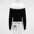 Elegant Faux Fur Coats Women's Warm Puffy Slim Long-Sleeve Collared Cardigan Winter Fashion High-Street Women Outwear
