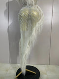 New Sparkly Rhinestone Off The Shoulder White Mesh See-Through Long Dress Sexy Eveing Party Birthday Nightclub Stage Costume