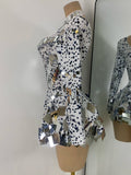 Luxury Sequins Long Sleeve Mini Dress Women Sexy Spandex Performance Dance Costume Party Celebrate Night Club Stage Outfit