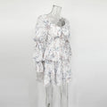 Elegant Printed Pleated Dress Summer Fashion Tie Patchwork Printed High Waist Dress Luxury Vintage Party Women Dresses