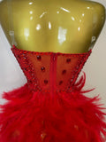 Women Sexy Elegant Evening Party Luxury Birthday Photo Shoot Performance Costume Sparkly Rhinestone Feather Mesh Long Dress