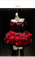 Olivegirl Sweet Lace Dress Lolita Red Cute Girl Spring High-end Women Summer Birthday Party Elegant Princess Lolita Dresses