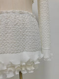 White Spliced Fungus Two Piece Set Female V Neck Long Sleeve Vest Beach Vacation Women's Skirt Sets Summer Fashion