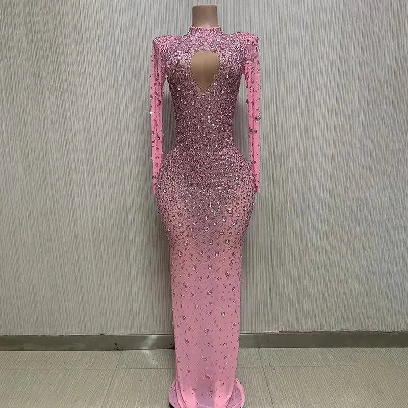 2026 Perspective Sparkling Diamond Crystal Evening Crystal Birthday Evening Dress Robe De Soiree Elegante Pour Femme Prom Dress