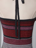 Colorblock Striped Holiday Long Dresses for Women Halter Sleeveless Slimming High Waist Backless Temperament Dress Female