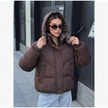 Casual Hooded Puffer Jacket Women Plaid Lining Drawstring Collar Quilted Warm Padded Elastic Cuff Coat Winter Oute Street Wear