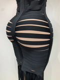 Women Sexy Sleeveless Square Collar Black Tassel Long Bandange Dresses Elegant Evening Party Birthday Gown Design Club Dress