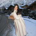Girls Winter Luxury Striped Faux Mink Fur Coat Women Chic Brand Street Fashion Long Outerwears Jacket Overcoats