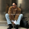 Luxury Brand Gradient Faux Fur Coat Women Winter High Street Fashion Girls Fluffy Fox Fur Jacket Chic Massive Outerwear