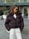 Women Short Hooded Quilted Jacket Oversized Zip Up Full Sleeve Padded Coat Winter Casual Street New Hot Chic Y2k Outerwear 2026