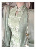 Olive Girl Romantic Qipao for Garden Wedding 2026 Fairycore Photoshoot Everyday Wear S-XL XS-3XL Plus Size Romantic Garden Party Editorial Not Costume Qipao Cheongsam Chinese Dress Chinese Heritage Fashion Women