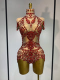 Women Sexy See Through Crystal Bodysuits Luxury Birthday Dancer Stage Performance Wear Mesh Sparkly Rhinestone Nightclub Outfit