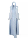 Evening Patchwork Ribbon Dress for Women Strapless Spliced Pearls Decoration Slim Fairy Mesh Maxi Dresses Female