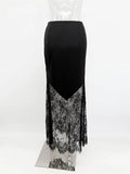 Vintage Lace Skirts Fashion Lace Patchwork Sexy See Through Skirts High Street Elegant Party Streetwear Women's Skirts