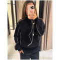 White Stripe 2 Piece Tracksuit Women Stand Collar Zip Jacket And Elastic Waist Wide Leg Pants Set Sporty Casual Matching Outfit