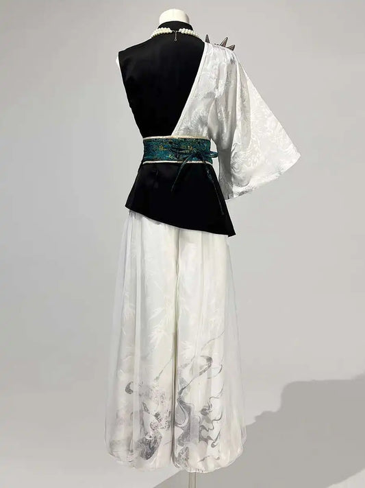 Original Nuo National Style Chinese Style Genderless Hanfu Han Elements Womens Fashion Tops Pants Suit