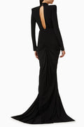 Women Long Sleeve Sexy Deep V-Neck Shinning Beading Bodycon Floor-length Dress Celebrate Evening Party Prom Cocktail Outfit