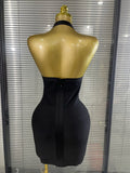 4 Colors Women Sexy Halter Off the Shoulder Bodycon Mini Bandage Dress Celebrate Fashion Nightclub Party Homecoming Outfit