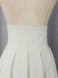 Elegant Bridesmaids White Two Piece Set for Women Lapel Pearl Accent Crop Jacket A Line Midi Skirts Suit for Formal Events