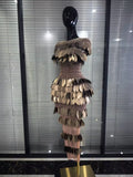 Women Sexy Rhinestone Leaf Mesh Bodycon Dress Luxury Birthday Evening Party PhotoShoot Nightclub Singer Stage Costume