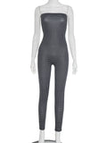 Sexy Polka Dot Print Jumpsuit Women Strapless Skinny Midnight Tight Stretch Workout Activity Hipster Skinny Overalls